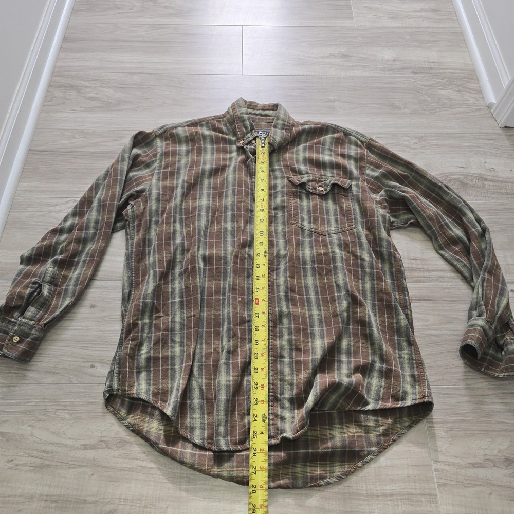 Woolrich Flannel Shirt Mens Large Button Up Long Sleeve Brown Plaid - Picture 11 of 14